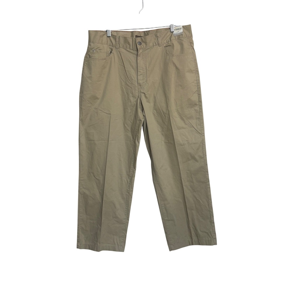NWT Outdoor Life Mens Khaki Utility Hiking Pants 38W x 29L Tan Cotton Chino